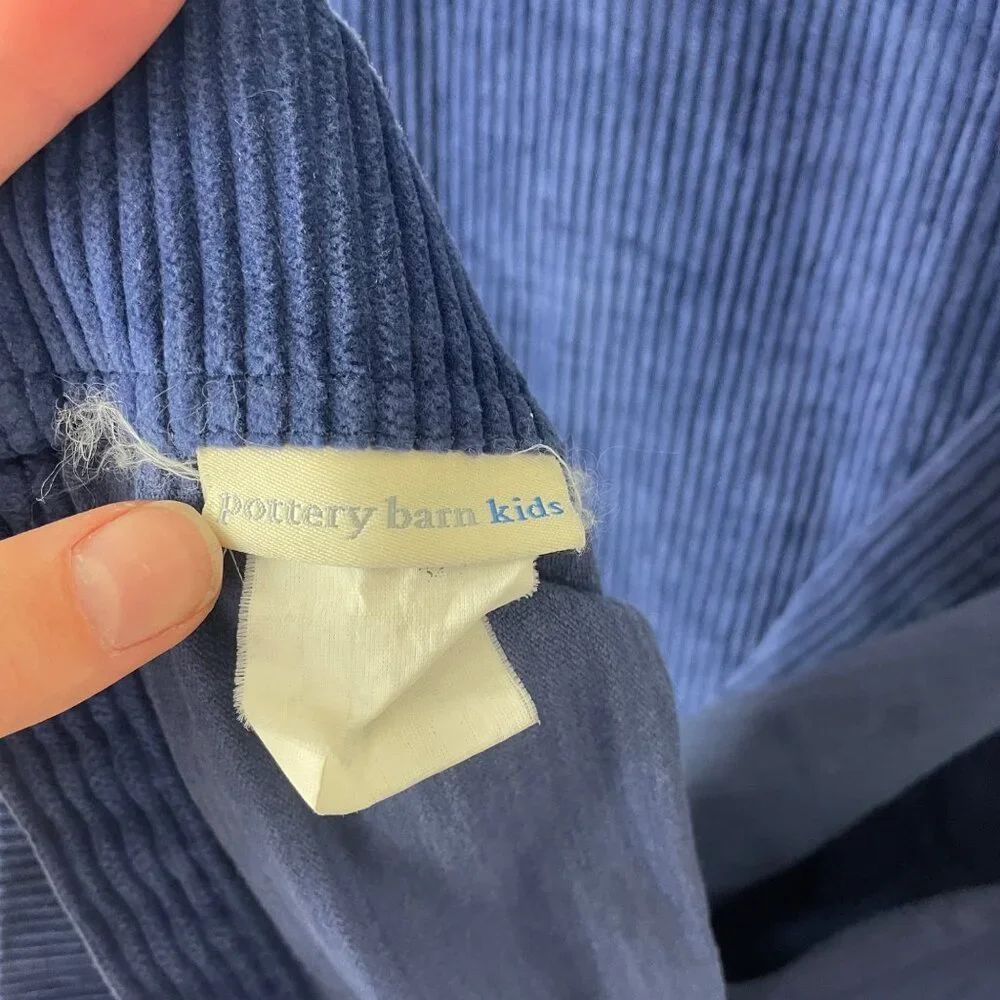 Pottery Barn Kids Cobalt Blue Corduroy Panel Belt‎ Loop Curtain 45x42 Nursery